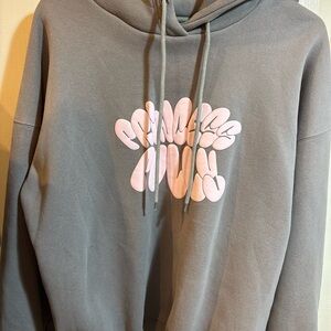 Princess Polly Gray Hoodie with Pink Logo